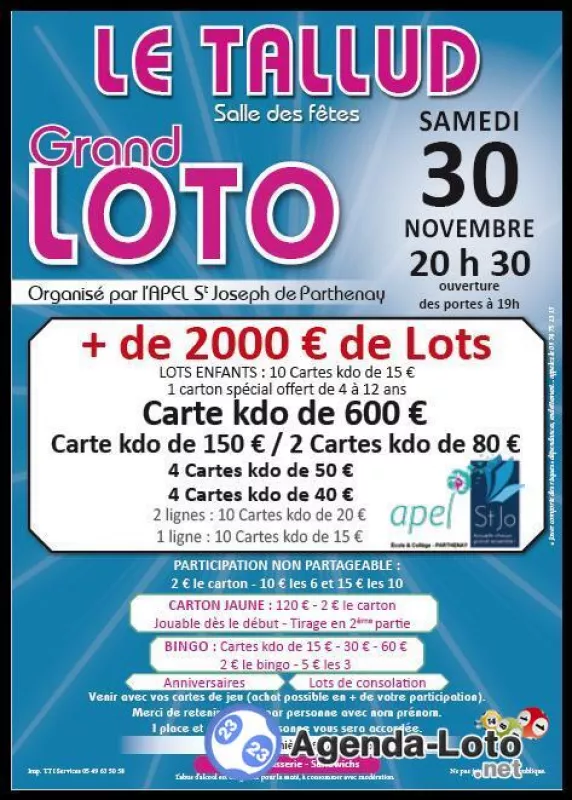 Grand Loto Apel St Joseph de Parthenay