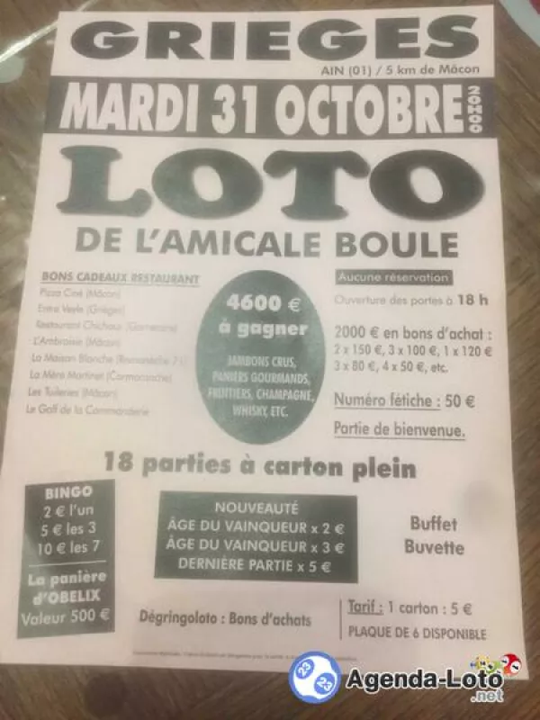 Loto de l'Amicale Boule Grieges