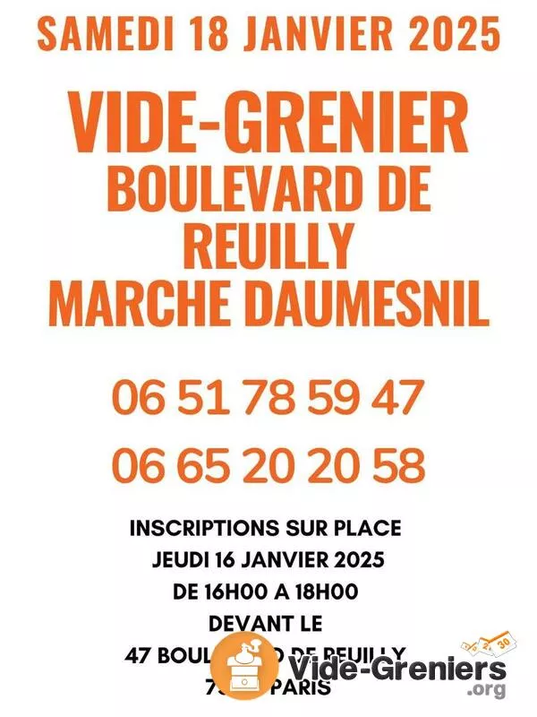 Vide-Grenier Boulevard de Reuilly-Zone Marché Daumesnil