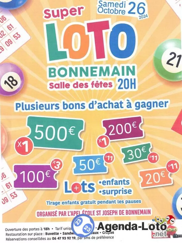 Super Loto Apel École St Joseph Bonnemain avec Jco