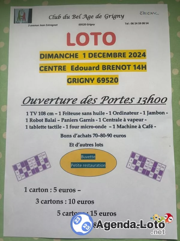 Loto 1 Décembre 2024 Ouverture des Portes à 13H 00