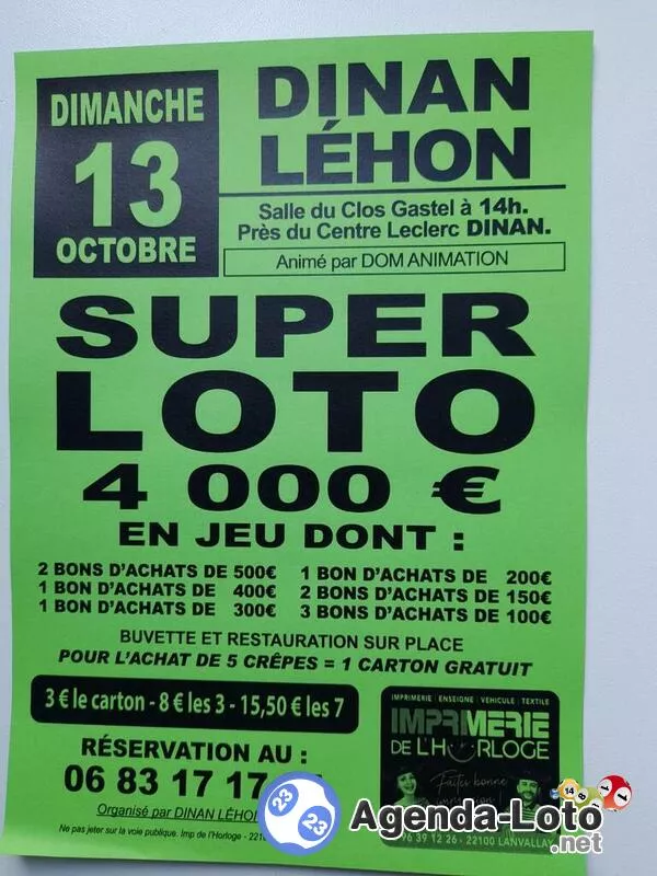 Super Loto Léhon Animation Animateur : Dom Animation