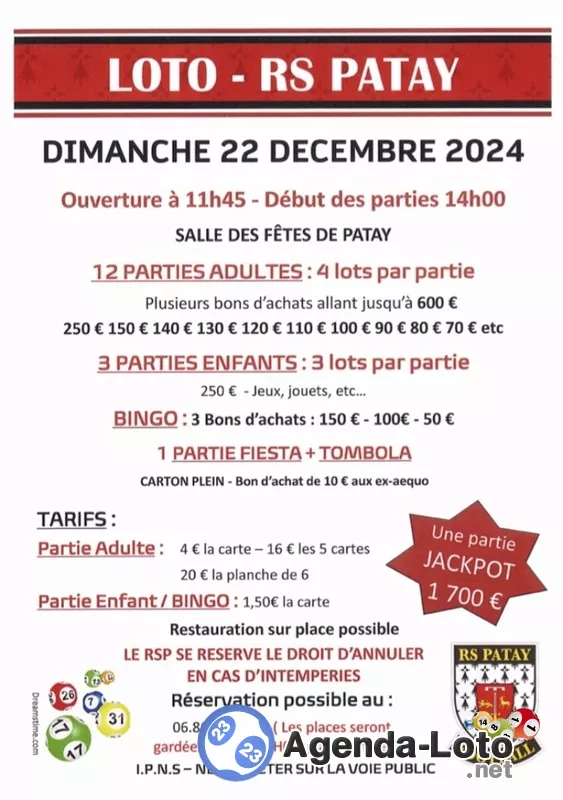 Loto de Noël du Réveil Sportif de Patay Football