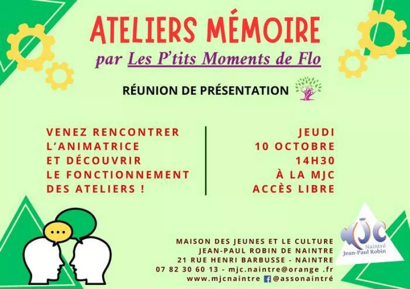 Réunion de Présentation des Ateliers Mémoire de la Mjc