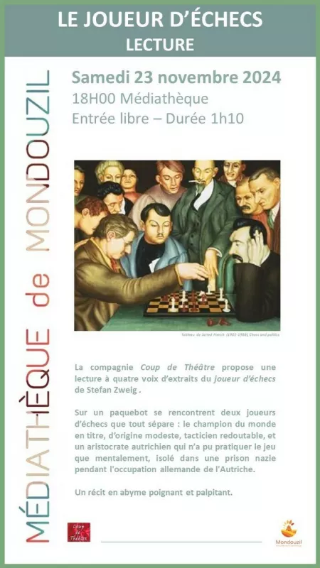 Lecture : «le Joueur d'Échecs»-Samedi 23 Novembre