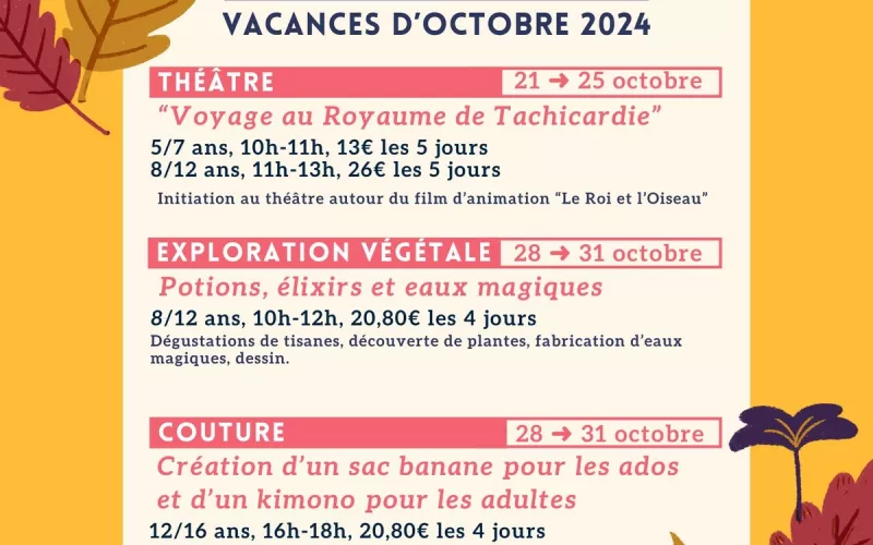 Stages | les Vacances d'Automne 2024