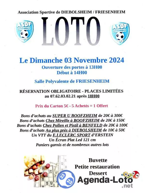 Friesenheim. 1 Er Loto Dimanche 3 Novembre 2024