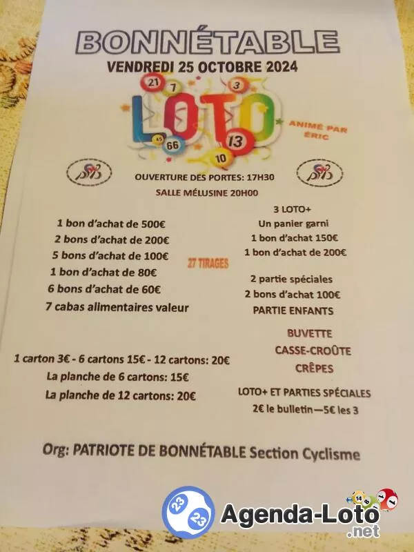 Super Loto Patriote Cyclisme Ani Eric