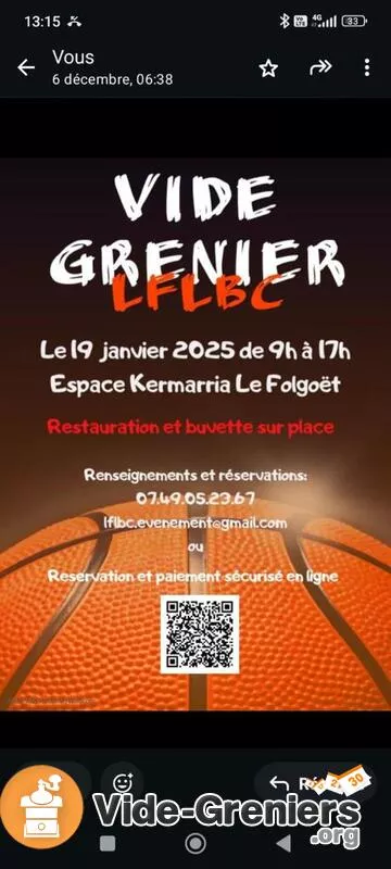 Vide Grenier du Basket Club le Folgoët Lesneven