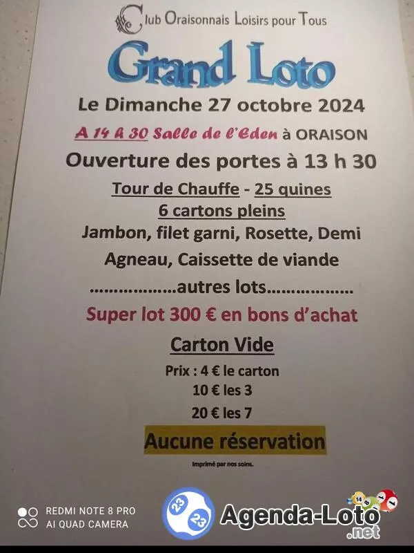 Grand Loto à Oraison