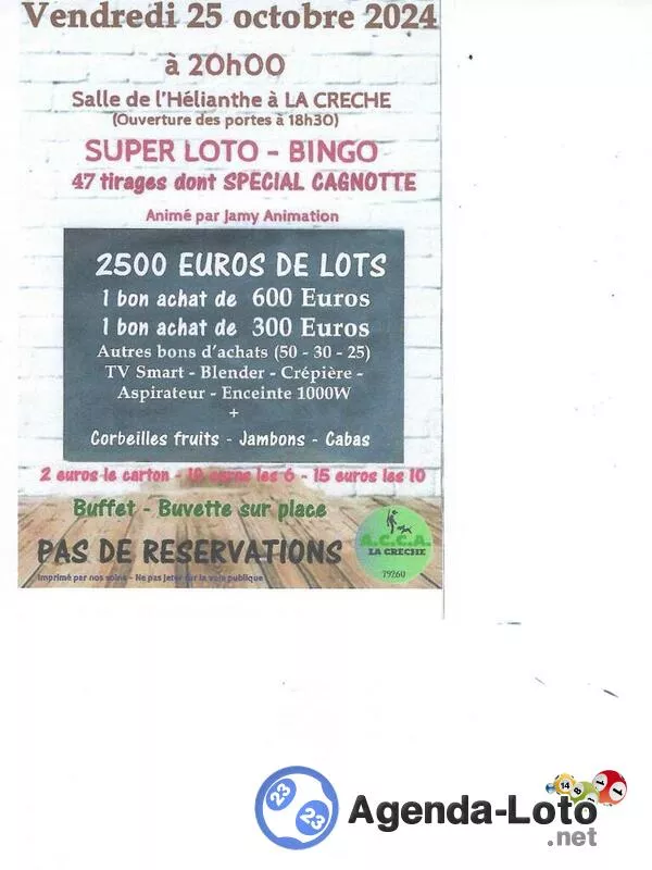 Loto-Bingo Acca la Crèche avec Jamy 47 Tirages