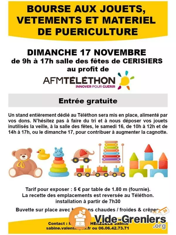 Bourse Aux Jouets et Puériculture au Profit du Téléthon