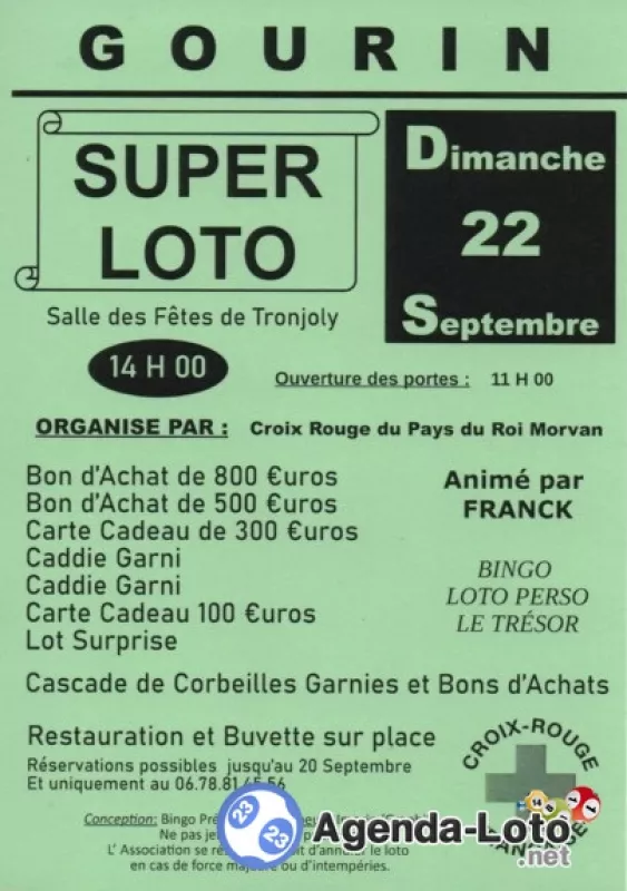 Super Loto de la Croix Rouge du Pays du Roi Morvan