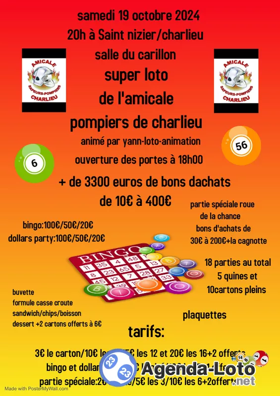 Super Loto de l'Amicale Pompier de Charlieu