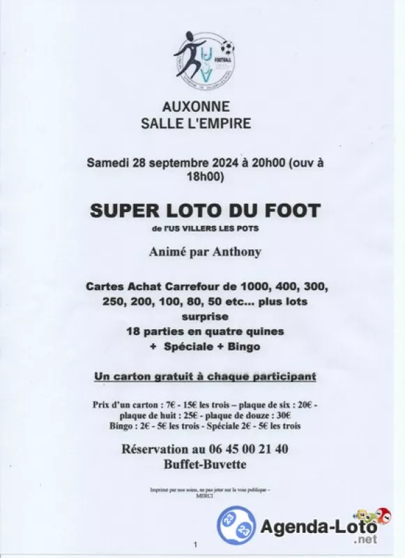 Super Loto du Foot de Villers les Pots