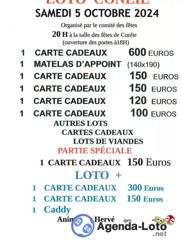 Loto du Comite des Fetes de Conlie Anim Herve