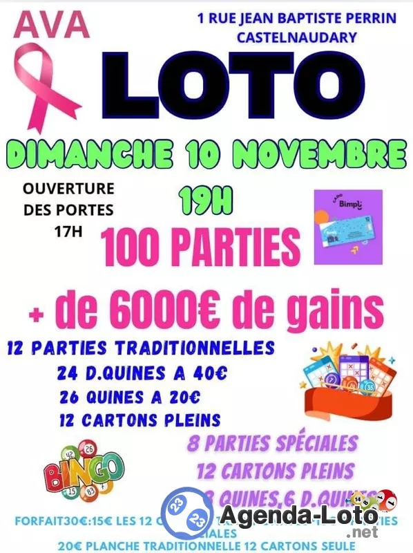 Loto Associatif 100 Parties Dimanche 10 Novembre 19H