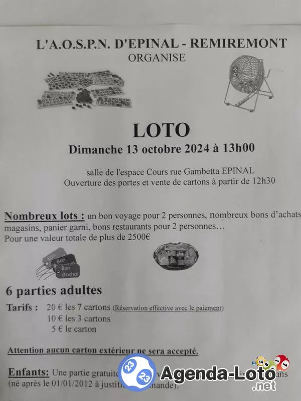 Loto de l'Aospn d'Épinal Remiremont