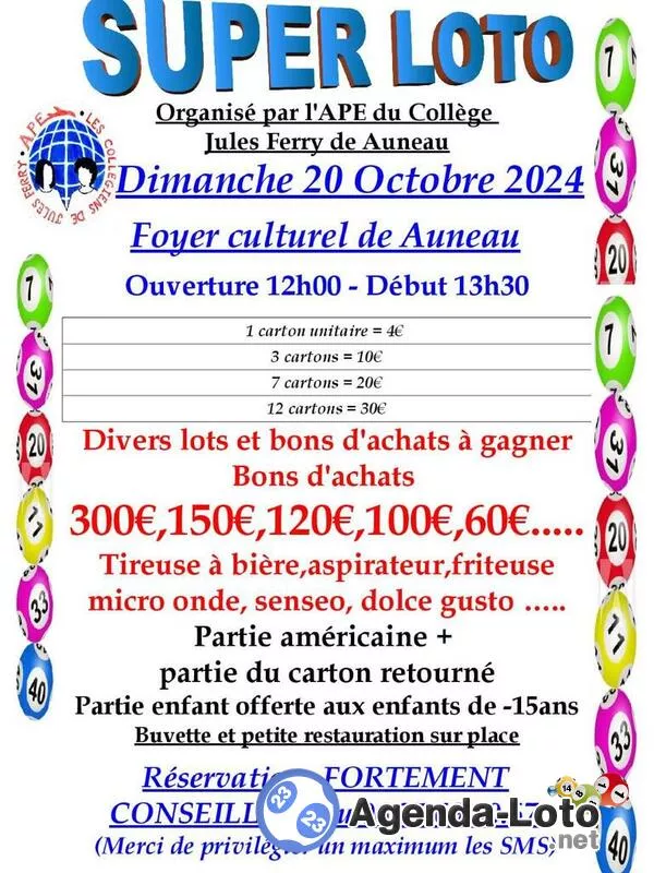 Super Loto de l'Ape du College Jules Ferry