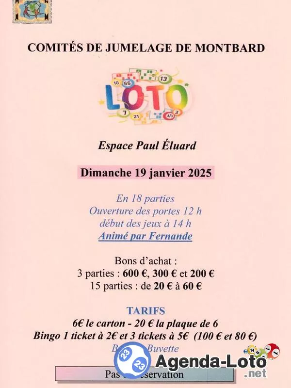 Loto des Comités de Jumelage de Montbard