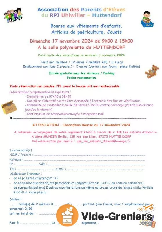 Bourse Aux Vêtements Enfants, Articles Puériculture, Jouets