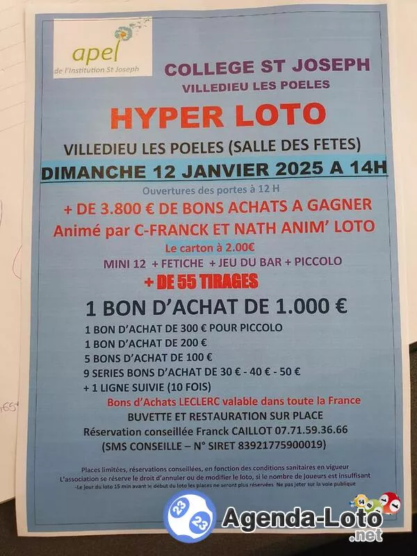 Hyper Loto Organise par Ape College St Joseph