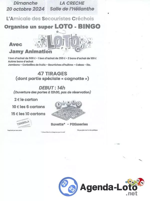 Loto-Bingo Amicale des Secouristes avec Jamy 47 Tirages