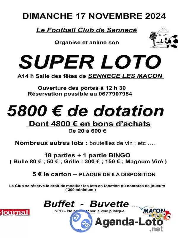 Super Loto du Fc Sennece les Macon