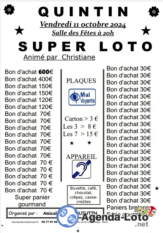 Super Loto Amicale Laïque École Publique Quintin