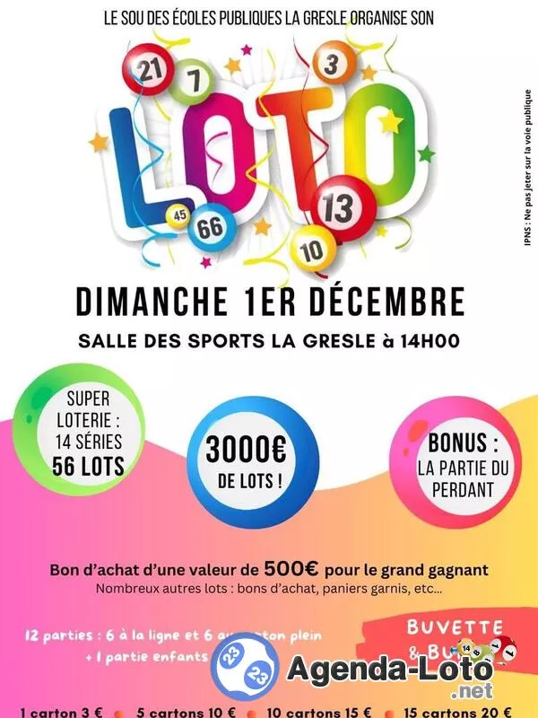 Loto du Sou des Ecoles la Gresle