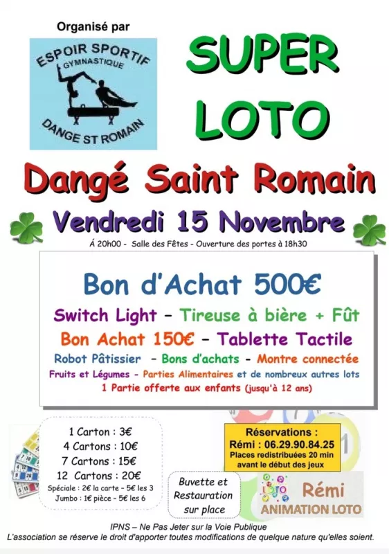 Loto le 15/11-Espoir Sportif Gymnastique