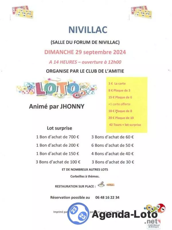 Loto du Club de l'Amitié Nivillacoise