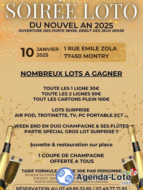 Soirée Loto du Nouvel An 2025 Champagne Offert