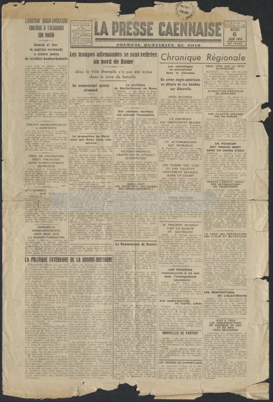 Exposition de Numéros de Presse Originaux Liés à la Seconde Guerre Mondiale