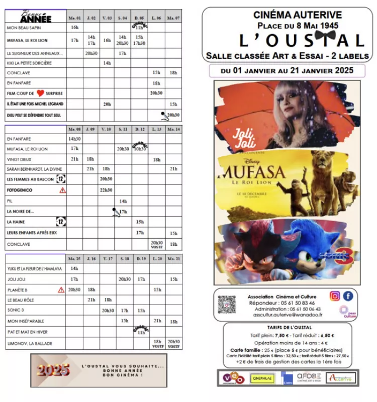 Programme du Cinéma l'Oustal