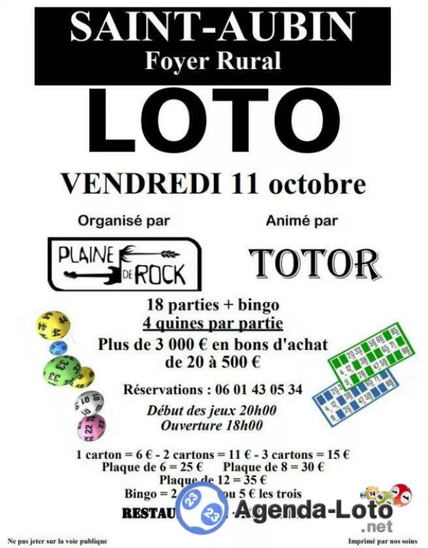 Loto Plaine de Rock Saint-Aubin