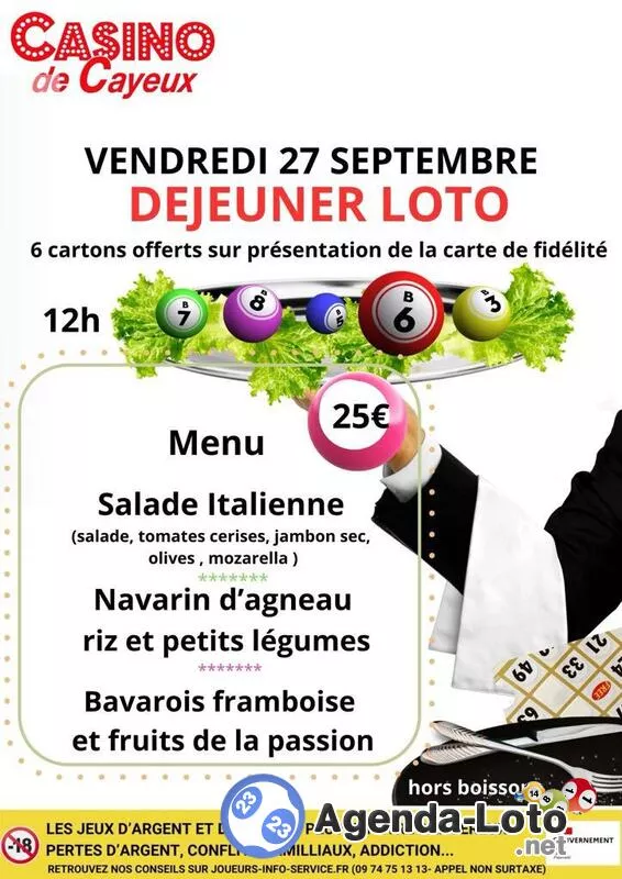 Déjeuner Loto au Casino de Cayeux sur Mer 12H00